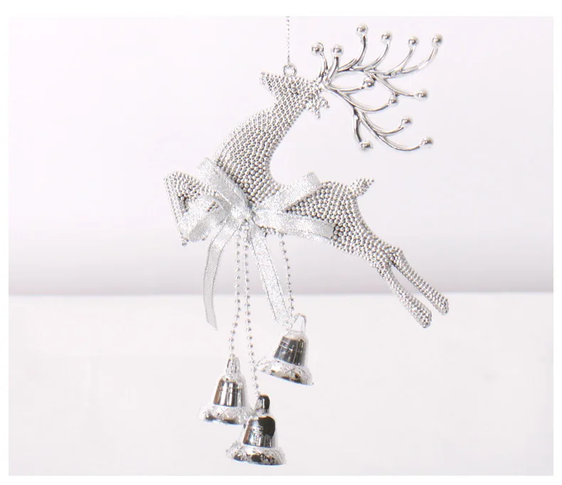 3 шт./лот,, рождественские звенящие колокольчики, елочные украшения, Рождественский декоративный колокольчик с оленями, подвеска, пластиковая подвеска "Лось", Рождественский колокольчик