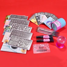 BeautyBigBang 10 шт. пластина для стемпинга для нейл-арта набор 2 геля для ногтей+ 5 точечных ручек штамп+ подарок глухая коробка набор шаблонов для ногтей
