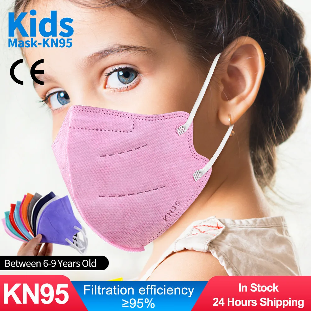 Mascarilla KN95 FFP2 para Niños de 6 a 9 años, máscara facial Infantil de 5 capas de Color, FPP2, respirador