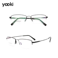 Новинка, винтажные золотистые титановые очки с полуоправой, мужские женские очки, квадратные оптические линзы, Nerd прозрачные линзы, очки, EJ018-9135