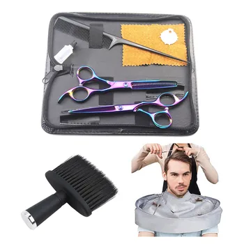 

Hairdressing Haircut Scissors Comb Brush Tools Kit with Hair Cutting Cloak Umbrella Cape for Home Salon Barber Supplies