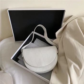 

Luxury brand bags for women 2020 high quality solid crocodile half round women's Shoulder Messenger Bag purses and handbags