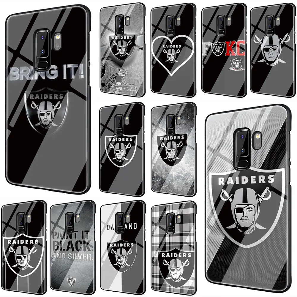 

EWAU Oakland Raiders Tempered Glass Phone Cover Case For Galaxy S7 edge S8 9 10 Plus Note 8 9 10 A10 20 30 40 50 60 70