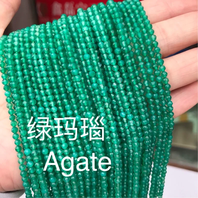 Green Agate OMHXZJ ZB42 2,5-3 мм DIY браслет ожерелье аксессуары для изготовления ювелирных изделий натуральный камень прекрасный Агат лабрадорит Круглые Бусины - Цвет: Green Agate