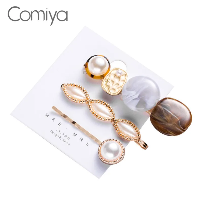 Comiya/брендовые модные шпильки для женщин, золотой цветной цинк, сплав, акрил, жемчуг, ювелирные изделия из Кореи, заколка для волос, AliExpress
