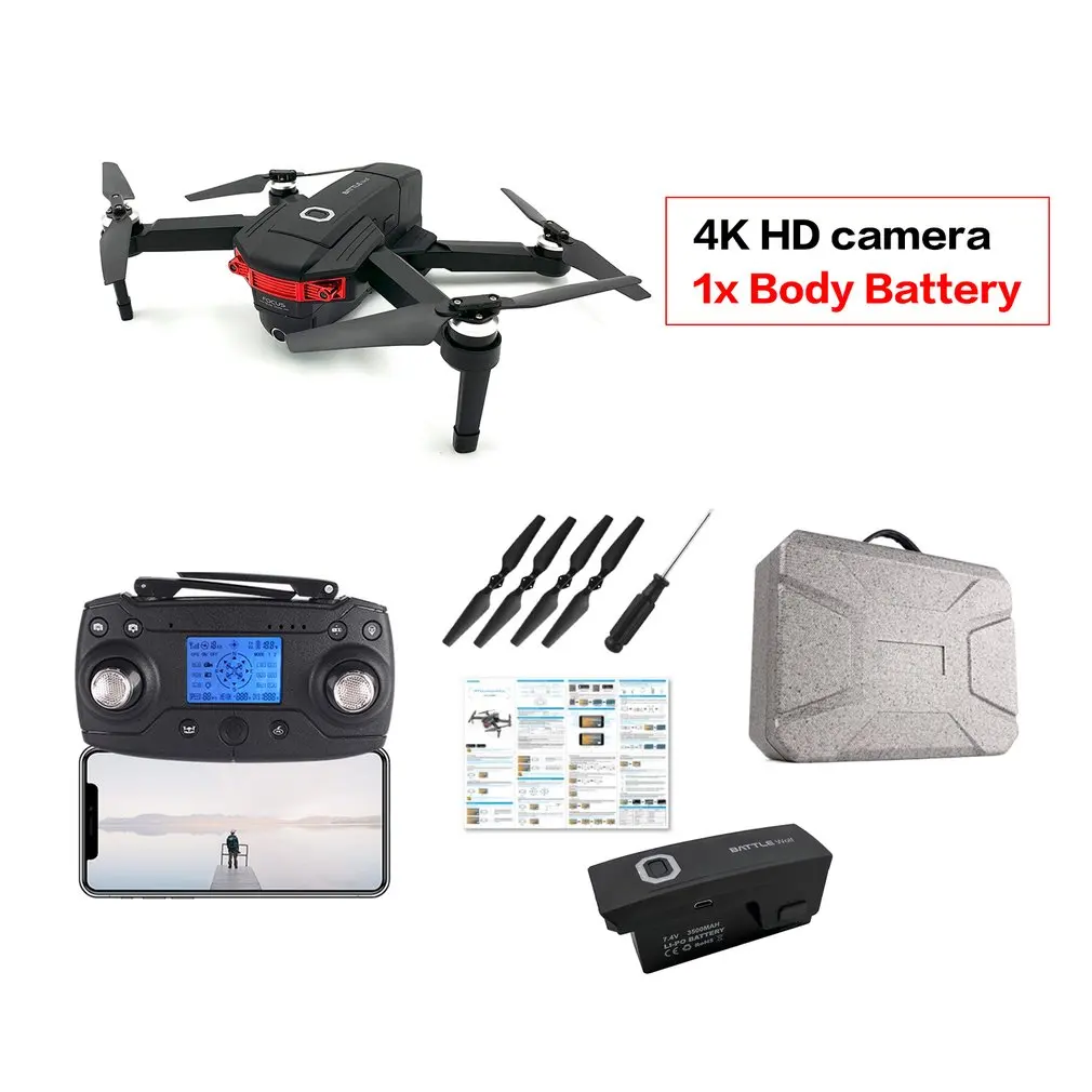 X46G Foldable RC Drone Brushless Motor Drone Wifi FPV Helicopter Aircraft With 4K HD Camera and Lithium Battery - Color: black 1Battery Foam