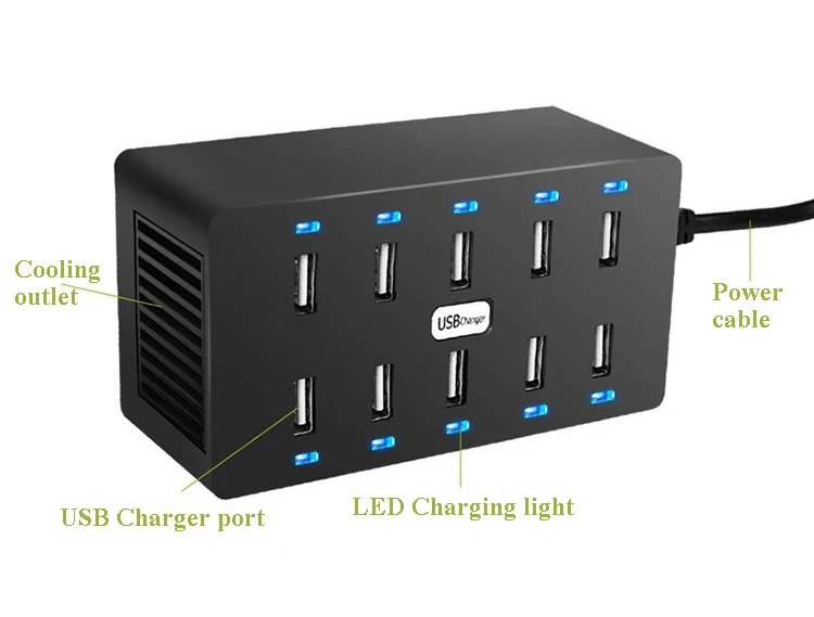 Несколько USB зарядное устройство адаптер Интеллектуальный USB Настольный 10 портов Быстрая зарядка нескольких мобильных устройств для samsung huawei Портативная зарядка