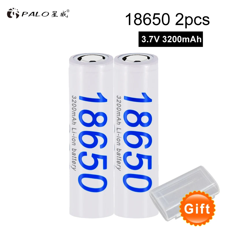 2pcs PALO 18650 литий-ионная аккумуляторная батарея 2-24 шт. оригинальные 3200 мАч литиевые батареи для Panasonic фонарик цифровые камеры - Цвет: 2pcs