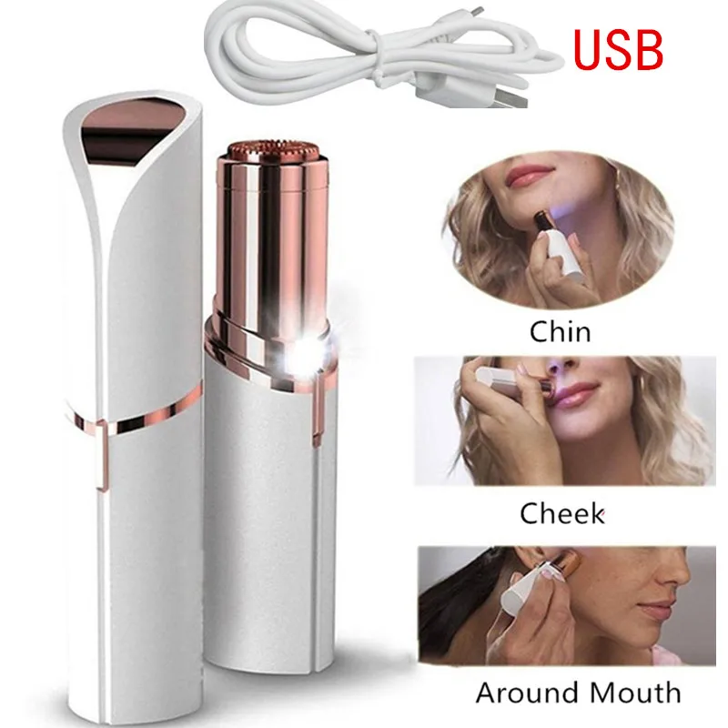 

USB Rechargeable Protable Mini Electric Epilator Painless Hair Removal Female Lip Cheek Eyebrow Shaver Face Hair Remover 15#911