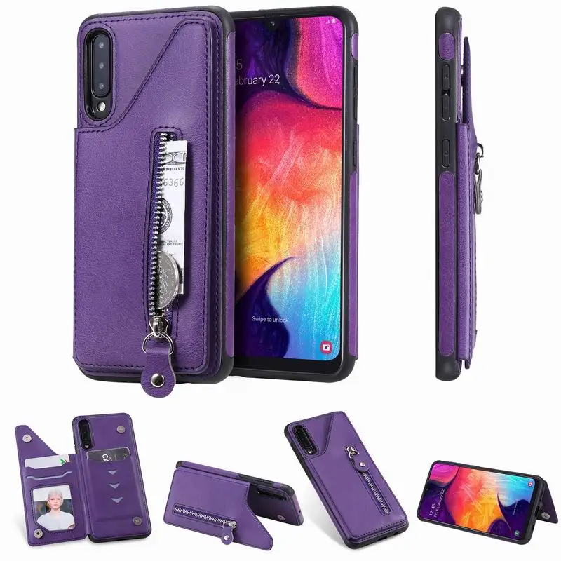 Чехол-кошелек в стиле ретро на молнии для Samsung Galaxy S8 S9 S10 5G Plus S10E A50 Note 10 10+ Note 8 9, Чехол-держатель для карт, чехол для телефона