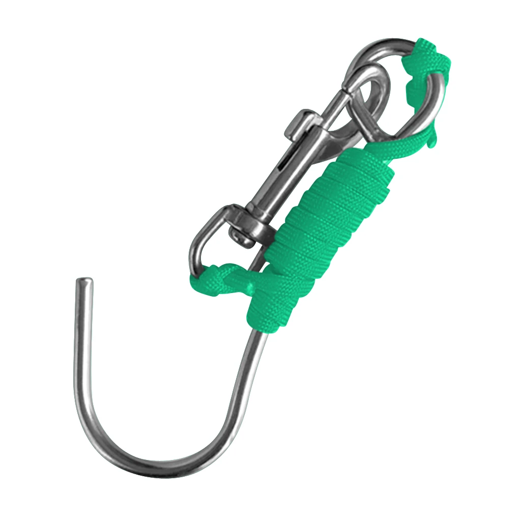 Scuba Diving Reef Drift Hooks With 120cm Line & Stainless Steel Clip Single Reef Hook Scuba Diving Reef Drift Hooks With 120cm Line & Stainless Steel Clip Single Reef Hook