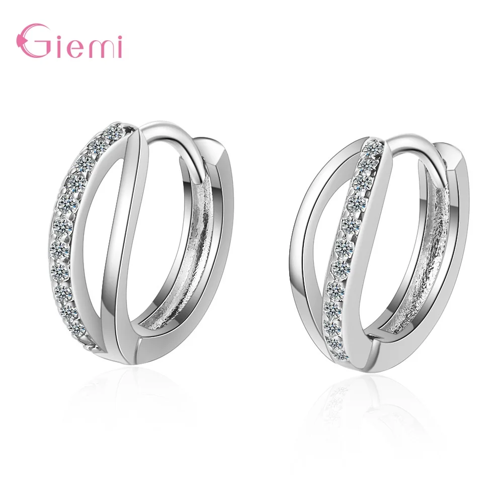 Sparkling Crystal Hoop Earrings For Girls Sterling Silver  925 Stamp New Fashion Elegant Party Dancing Jewelry Accessory