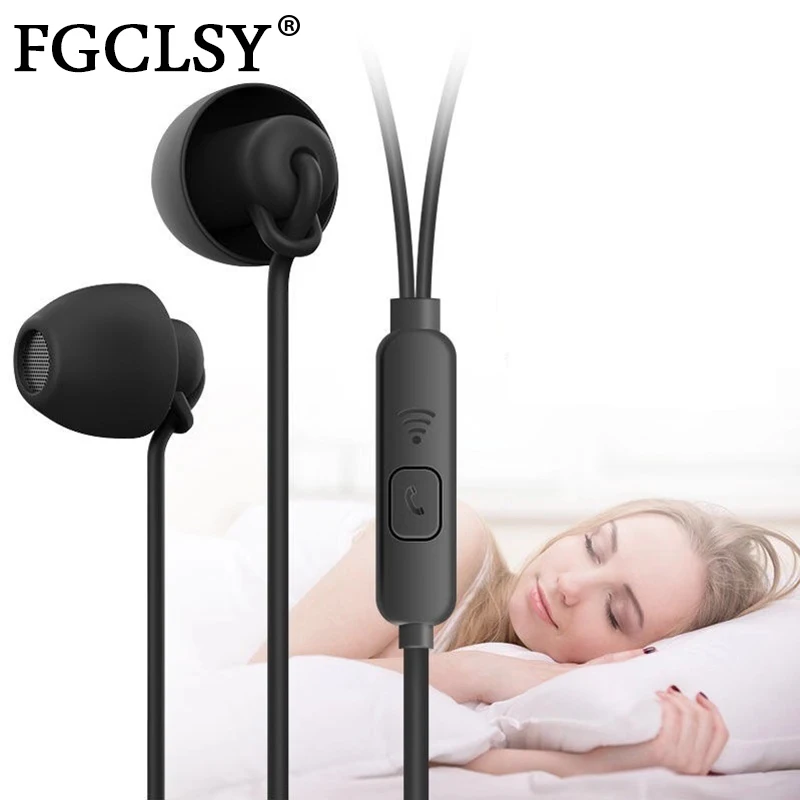 FGCLSY-auriculares intrauditivos de silicona suave para teléfono inteligente, cascos con cable y reducción de ruido, con micrófono, para ocio y sueño, 3,5mm