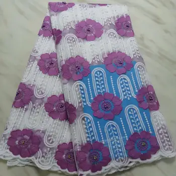 

Latest African Milk Silk Applique Lace Fabric High Quality French Mesh Lace Fabric With Stones Milk Silk For Nigerian Dress