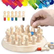 Montessori memória jogo de tabuleiro de xadrez 3d quebra-cabeças de madeira cedo educacional família festa casual interação jogo brinquedos para crianças