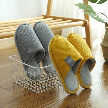 

XIMISEN Home slippers for men corduroy quality designer short plush winter slippers men warm comfortable non-slip male slippers