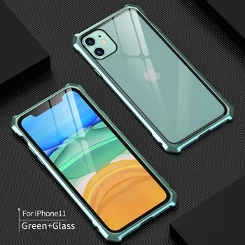 

For iPhone11 Metal Case for iPhone 11 Pro Max Case Clear Tempered Glass back cover for iphone 11 Pro Aluminum frame iphone 11