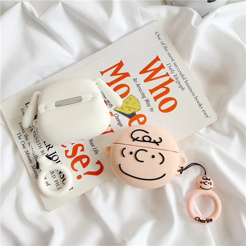 Чехлы для наушников с милым мультяшным рисунком Peanut Comics Snoopy Charlie коричневые для Apple Airpods 1 2 3 Pro силиконовый защитный чехол для наушников