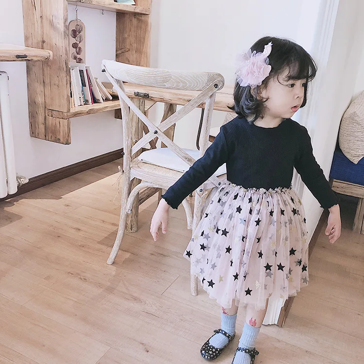 dress Брендовое платье принцессы для малышей Новое весеннее платье для девочек с блестками и пятиконечной звездой милое детское бальное платье#3939 - Цвет: dress