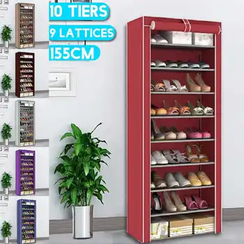 

9 Tier Shoe Rack Dust-proof Shoe Cabinet Folding Non-woven Cloth Shoe Storage Stand Holder DIY Assembly Shoe Organizer Rack