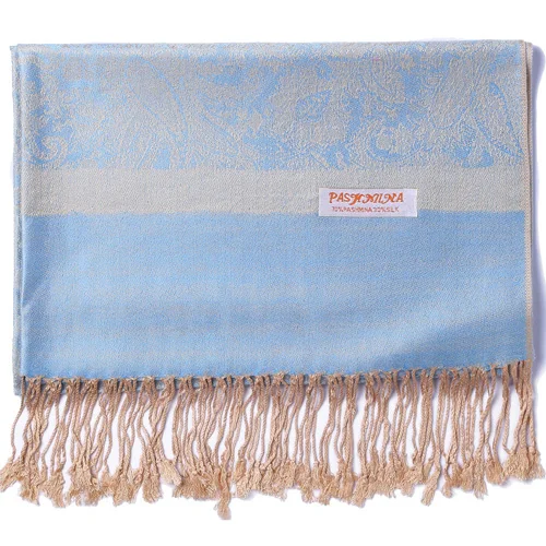 82-Sky Blue-Beige Пашмины Шаль жаккардовый Пейсли кашемировый шарф Шелковый Хиджаб весна осень зима женский длинный большой бахромой зеленый черный 70X200 см - Цвет: 82-Sky Blue-Beige