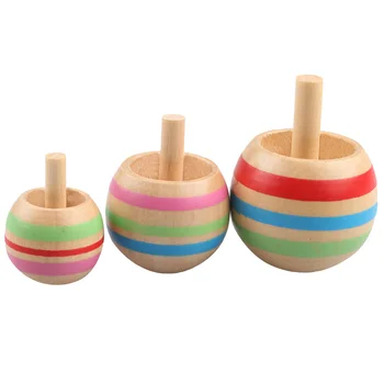 

3pcs Peg-Top Wooden Up-Ended Rotative Top Creative Funny Colorful Peg-Top for Kid Adult (As Shown)