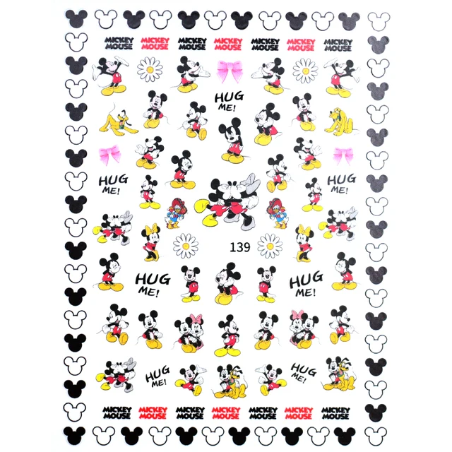 1PCS Disney Cartoon Anime Collection Star Design Nail Sticker Mickey Mouse Donald Duck Lion King Mermaid Stitch Nail Slider DD139