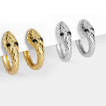 

2020 Gold Silver Color Snake Hoop Earrings for Women Zircon Animal Snake Earrings Circle Fine Jewelry