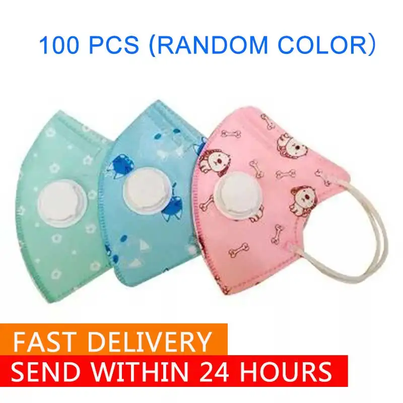 

100pcs N95 kawayi Mask Kids Cartoon Face Mask N95 For 4-10 Years Old Kids Masks With Valve For Protection Disposable N95 Reusabl
