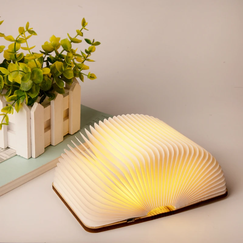  Wood Book Lamp Light USB Rechargeable Foldable Read Lamp LED Magnetic Colorful Dimming Night Light  - 33037763130