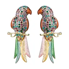 Новые Разноцветные серьги-гвоздики в форме попугая из горного хрусталя для женщин, модные ювелирные изделия, новинка, коллекция для девочек, серьги, аксессуары
