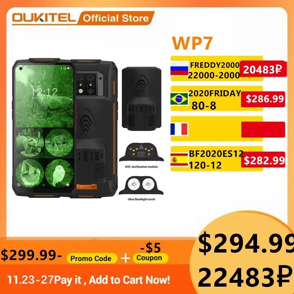OUKITEL WP7 Smartphone 8000mAh 6.53'' Infrared