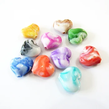 

Wholesale 23mm*20mm*9mm 200pcs/lot Heart Double Color Imitations Marble Crack /Jewelry Accessories/ Finding DIY Jewelry Beads