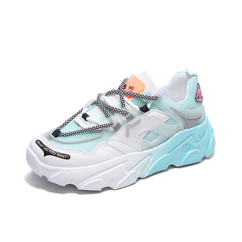 Дизайнерские женские кроссовки на массивной платформе модная сетчатая женская