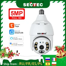 

SECTEC 5MP /3MP HD Wifi Camera Tuya Smart 360°Panorama IP Camera Light Bulb Home Security CCTV Surveillance Cam For Home Monitor