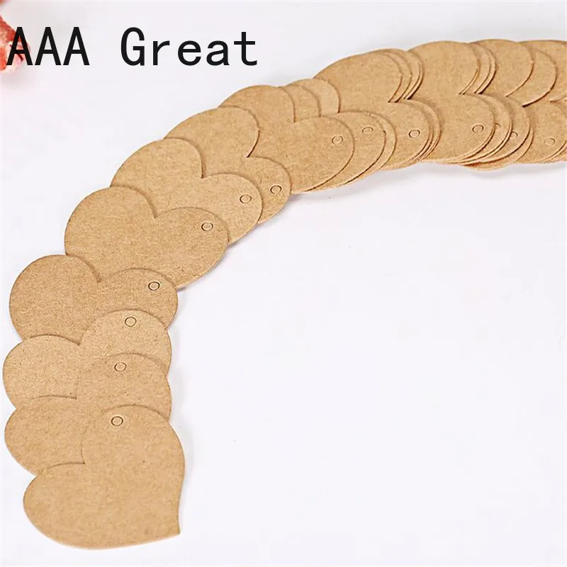 100Pcs/Lot Heart Shape Clothes Kraft Paper Hang Tags Brown Wedding Party Favor Label Price Gift Cards Tag Packing Blank Birthday | Дом и сад