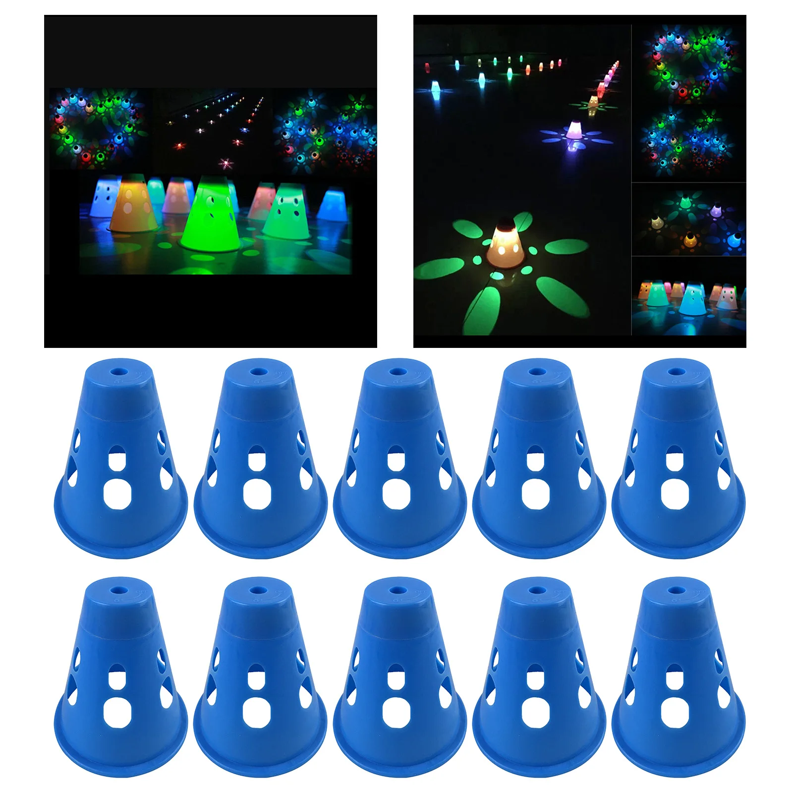 10x Plastic LED Skating Cones Skate Training Marker Pile Cups  Decor