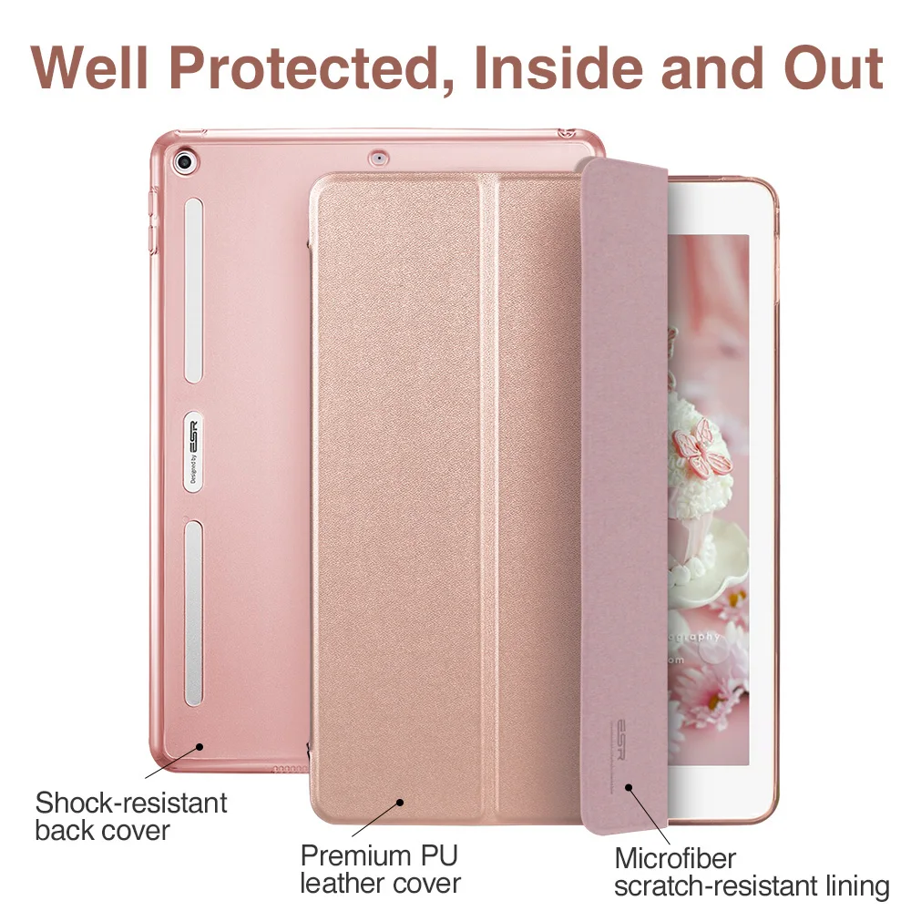 Чехол для iPad 9 7 2017 передняя крышка из искусственной кожи ESR + мягкий бампер ТПУ