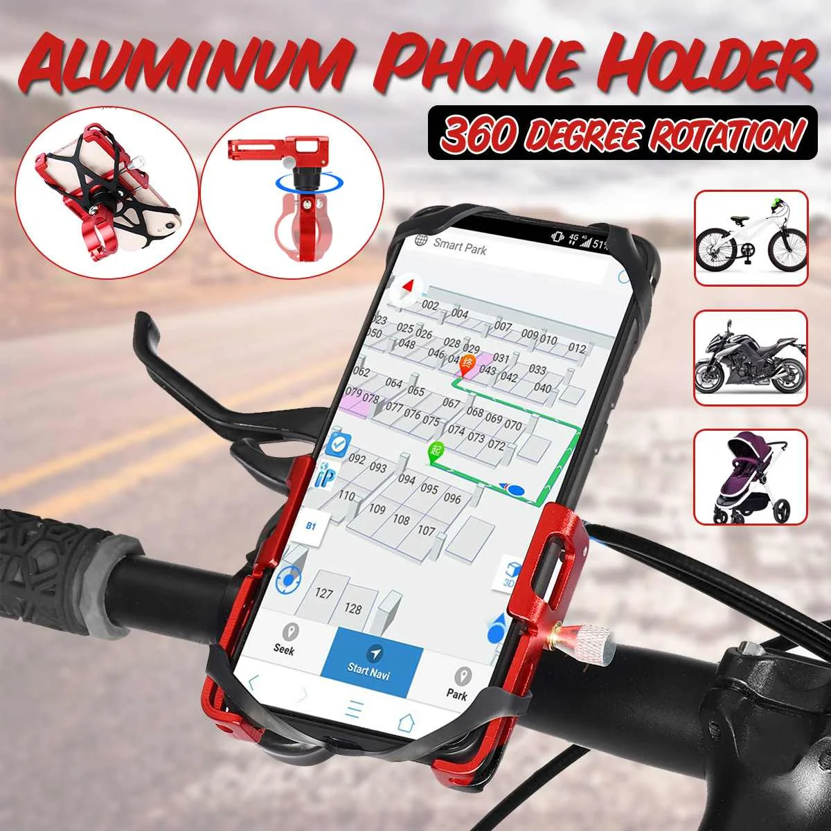 

GUB 360 Degree Rotating MTB Bicycle Phone Holder Clip Motorcycle Support GPS Mount for Bike Handlebar Bike Mobile Phone Stents