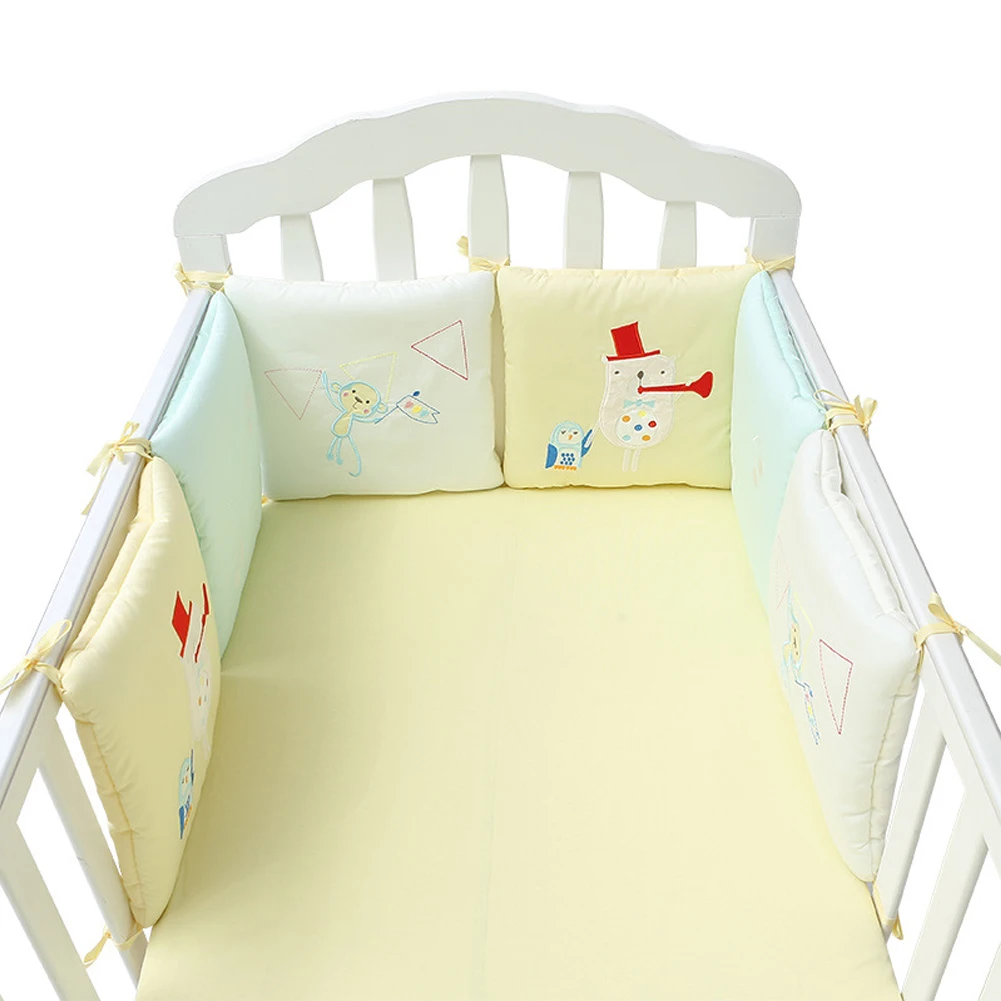 

6pcs Soft Room Decor For Crib Cot Baby Bed Bumper Set Cute Cushion Colorful Pads Cotton Blend Protector Safety Cartoon Newborn
