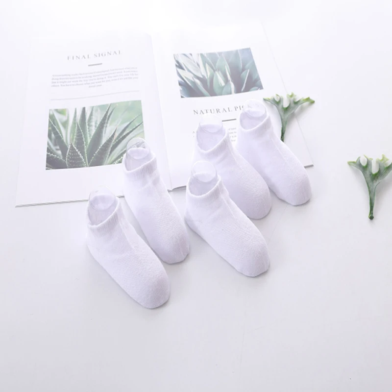 5Pairs/Lot Baby White Kid Short Socks Spring Style Solid Thin Soft Cotton Children For Boys Girls Sport Students Socks