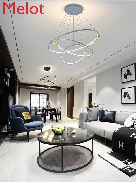 $US $366.00 Lamp in the Living Room Simple Atmospheric Art Creative Duplex Stairs Lobby Light Ring Restaurant Chandelier