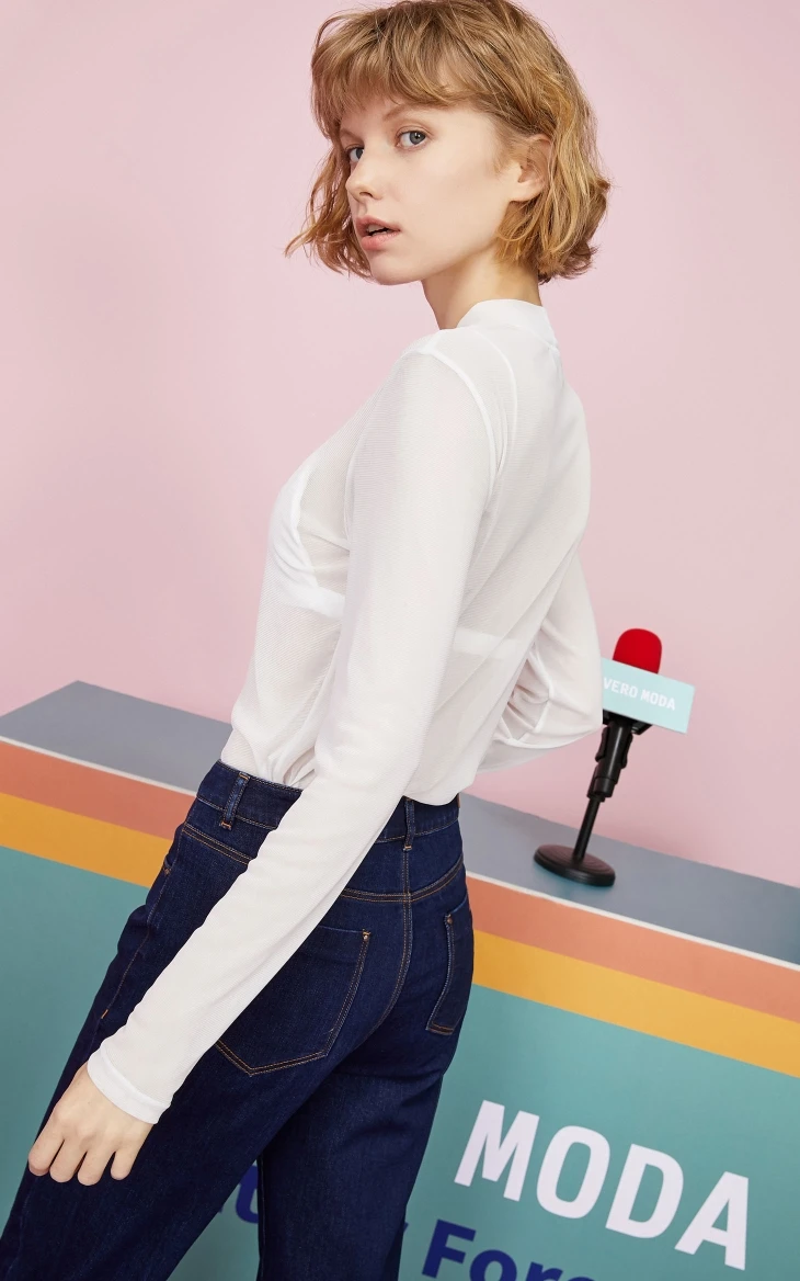 Vero Moda стиль Ins Женские топы из шифона с буквенным принтом | 319302508