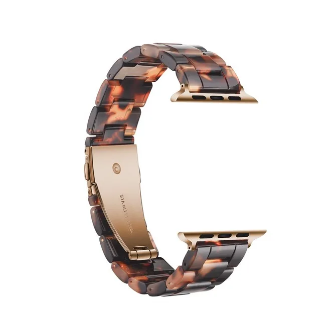 Black-Yellow Pink Resin Wrist Strap For Apple Watch Band Fashion Watchband For i-Watch 40mm 44mm 38mm 42mm Smart Bracelet Link Accessories - Цвет ремешка: Black-Yellow
