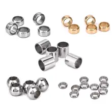 Золото/серебро Цвет 6/8 мм цилиндрический Глянцевая в виде бус подходящие браслет Нержавеющая сталь аксессуары с декоративными пряжками, для изготовления украшений своими руками, для изготовления ювелирных изделий