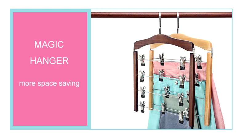 Wood Multi-Functional Pants Hanger Rack Perchas Para Pantalones Towel Scarf Hanger Closet Wardrobe Organizer Space Saving Hanger