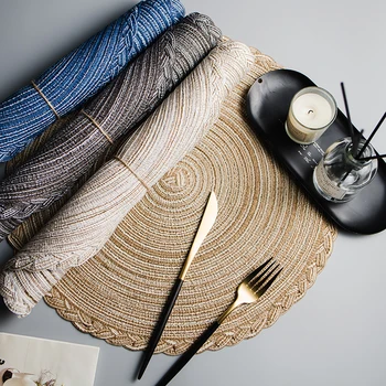 

4 Piece Japanese Table Mat Heat Resistant Pad Insulation Round Waterproof Creative Retro Kitchen Nordic Table Accessories T7C33