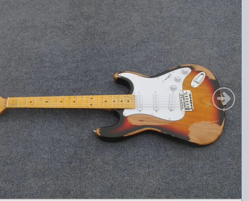 2016 новинка + фабрика ленивый кот винтажная Красивая электрогитара sunburst relic гитара
