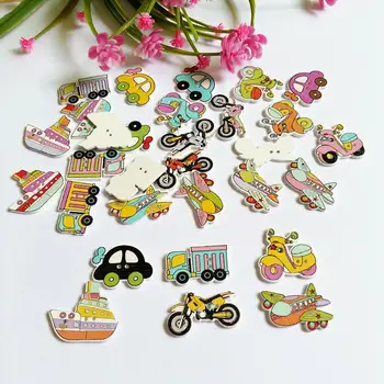 

50pcs/lot Conveyance buttons 2 Holes Wooden Buttons Scrapbooking for DIY Crafts Decoration Sewing Accessories
