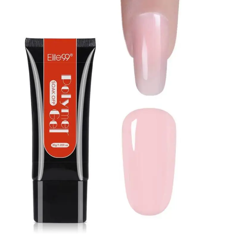 Elite99 полигель для наращивания ногтей Французский прозрачный розовый белый цвета использовать с кончиками ногтей кристалл УФ гель ломтик кисти для ногтей - Цвет: 003-30ml